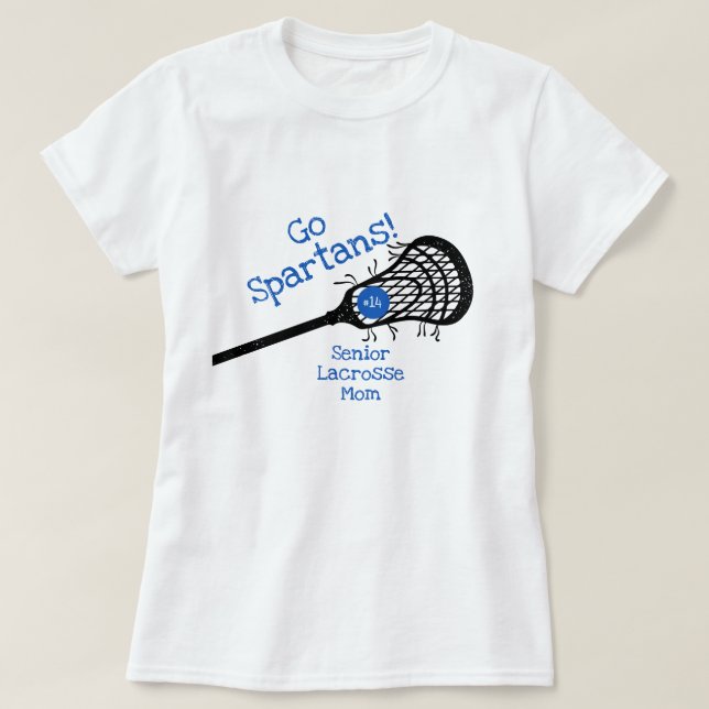 Camiseta Blue Go Team Lacrosse Mom (Diseño del anverso)