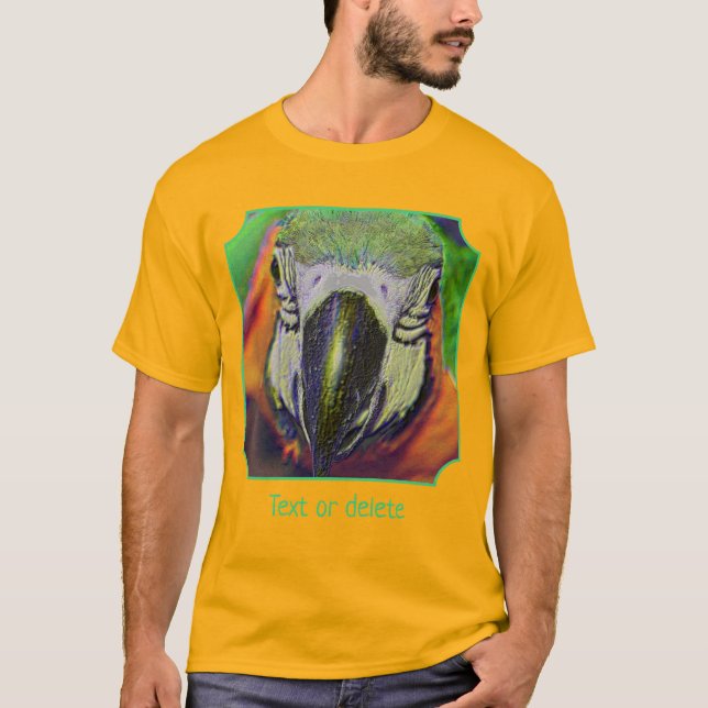 Camiseta Blue Gold Macaw Face Parrot Art Personalized (Anverso)