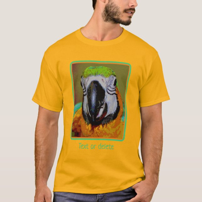 Camiseta Blue Gold Macaw Parrot Face Resumen Arte (Anverso)