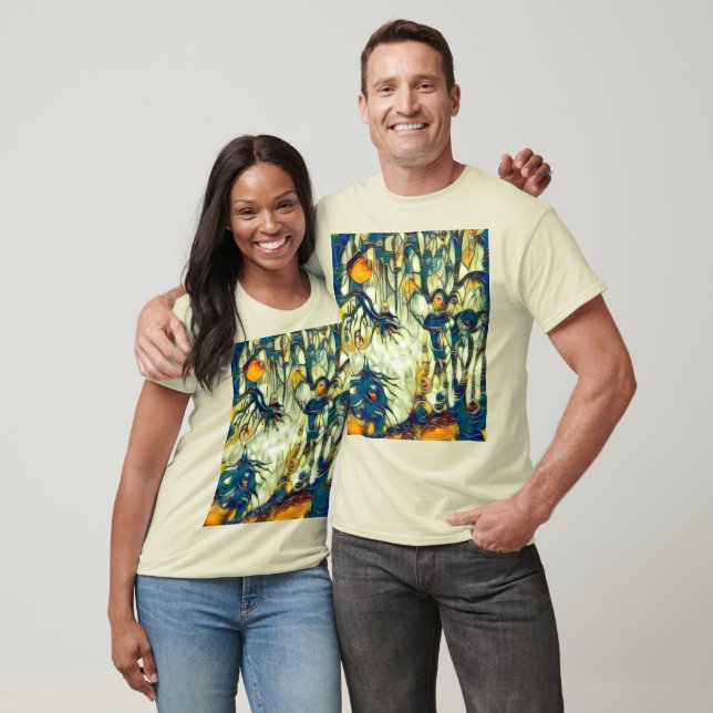Camiseta Blue Green Yellow & Cream Whimsical Woods (Unisexo)