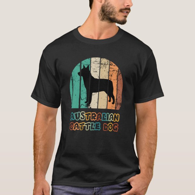 Camiseta Blue Heeler Australian Cattle Dog Vintage Sunset   (Anverso)