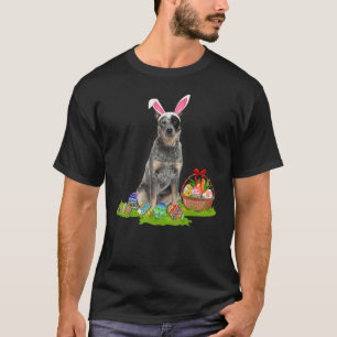 Camiseta Blue Heeler Dog Easter Egg Hunting Bunny Blue Heel