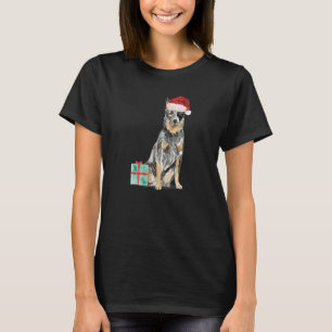 Camiseta Blue Heeler Herding Aussie Puppy Navidades Santa H