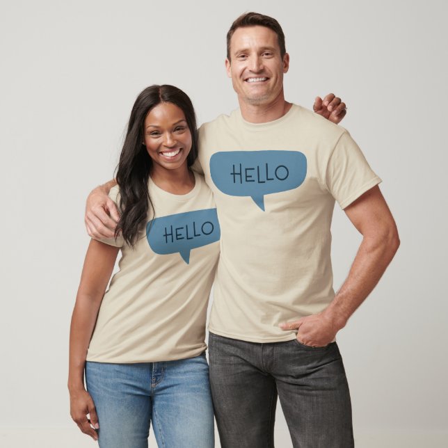 Camiseta Blue "Hello" Speech Bubble Vector Illustration (Unisexo)