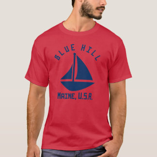 Camiseta Blue Hill Maine Vela Nave Blue Text Abs