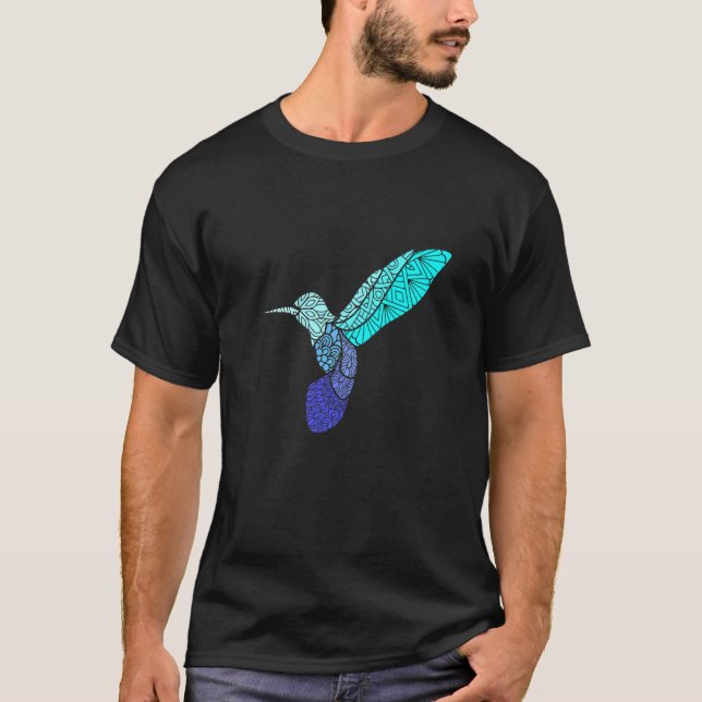 Camiseta Blue Hummingbird Exotic Bird Mandala Tribal (Anverso)