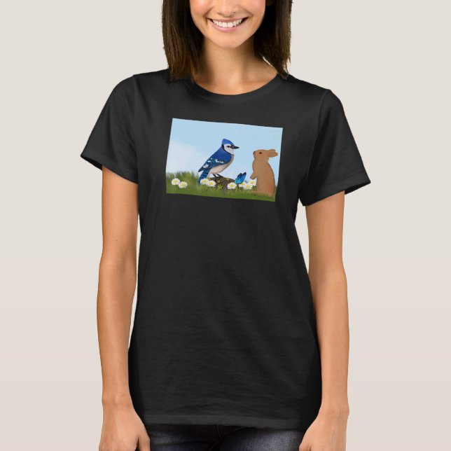 Camiseta Blue Jay Bird Bunny Spring Birdwatcher Animal Biol (Anverso)
