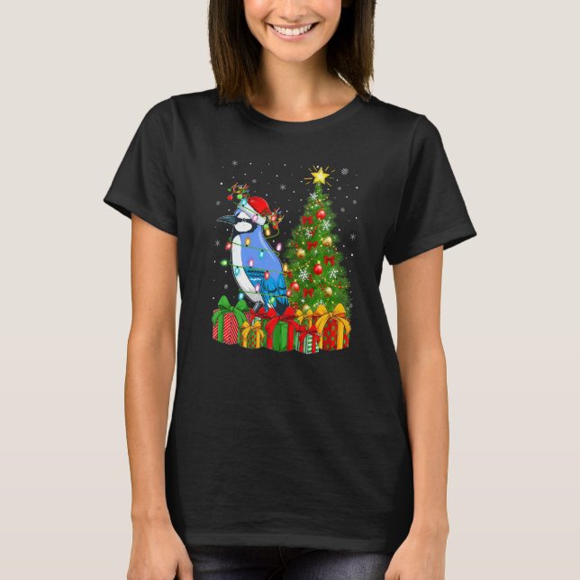 Camiseta Blue Jay Bird  Xmas Holiday Santa Blue Jay Christm (Anverso)