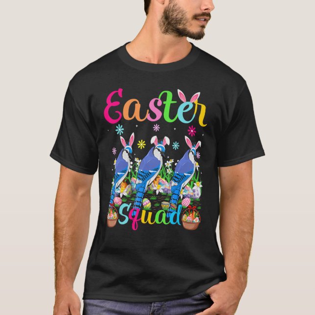 Camiseta Blue Jay Bunny Ear Easter Squad Blue Jay Bird Happ (Anverso)