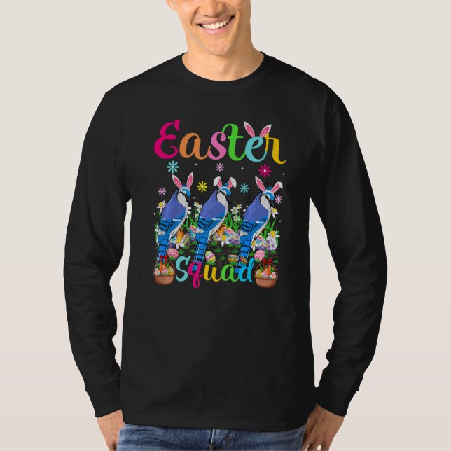 Camiseta Blue Jay Bunny Ear Easter Squad Blue Jay Bird Happ (Anverso)