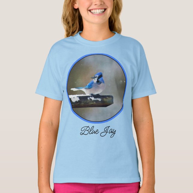 Camiseta Blue Jay Painting - Original Bird Art T-Shirt (Anverso)