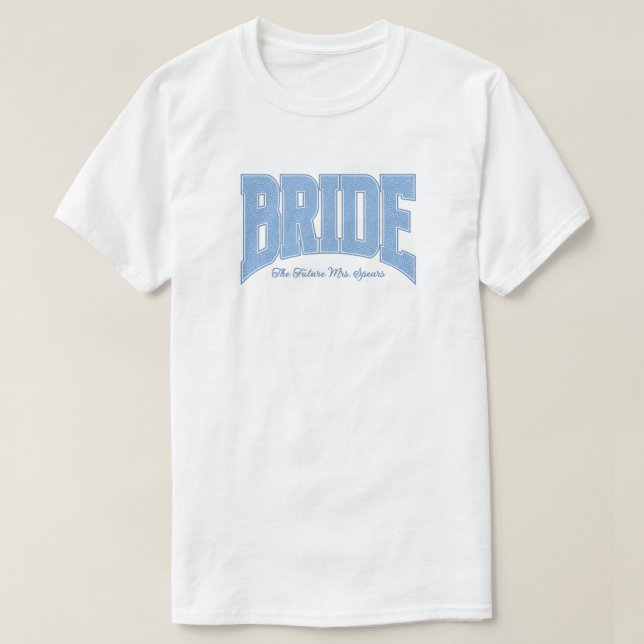 Camiseta Blue Lace BRIDE Engagement Shower Bach Party (Diseño del anverso)