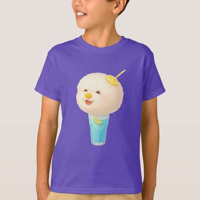 Camiseta Blue Lemon Float: Algodón de Azúcar Bichon Sonrien (Anverso)