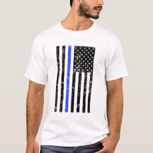 Camiseta Blue Line fino - bandera de los E.E.U.U. - policí