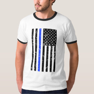 Camiseta Blue Line fino - oficial de policía - bandera