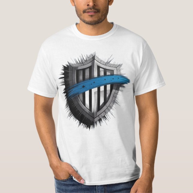 Camiseta Blue Line Shield – Honor, Service, Protection (Anverso)