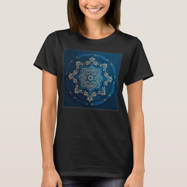 Camiseta Blue Mandala Divine Illustration Unique Luck Women (Anverso)