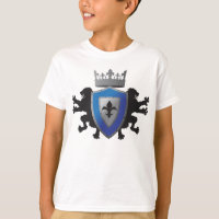 Blue Medieval Lion Heraldry Boy's Ringer T-Shirt