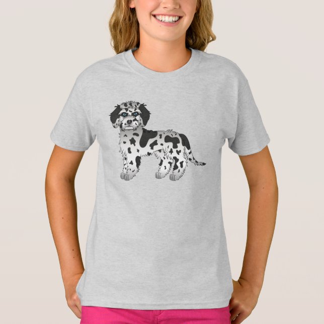Camiseta Blue Merle Mini Goldendoodle Cute Cartog Dog (Anverso)