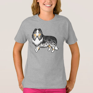 Camiseta Blue Merle Rough Collie Cute Cartoon Dog