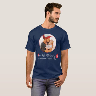 Camiseta Blue Modern Simple Cute Daddy First Fathers Day