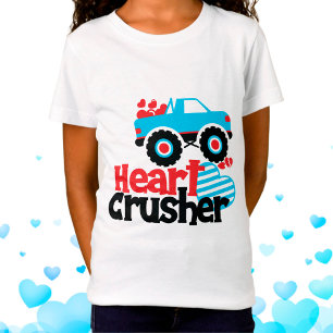 Camiseta Blue Monster Truck Heart Crusher Valentine