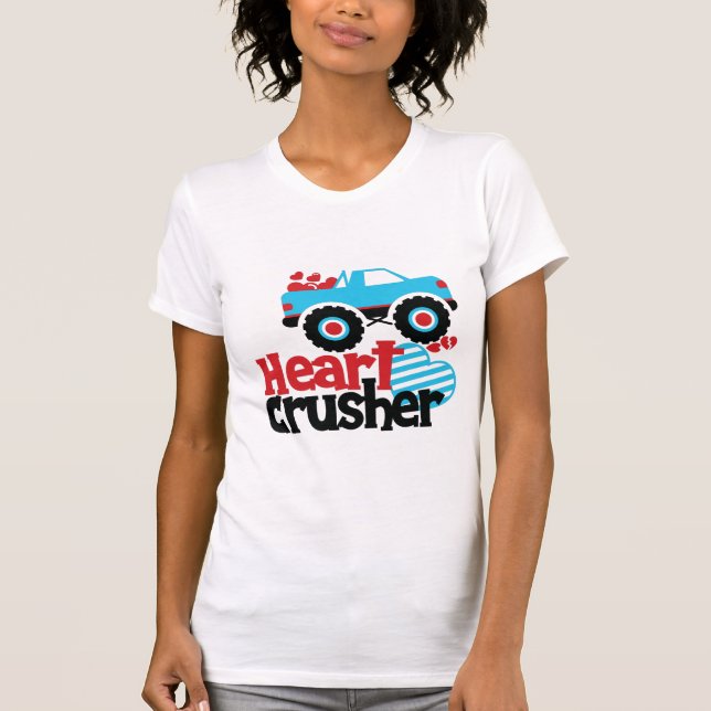 Camiseta Blue Monster Truck Heart Crusher Valentine (Anverso)