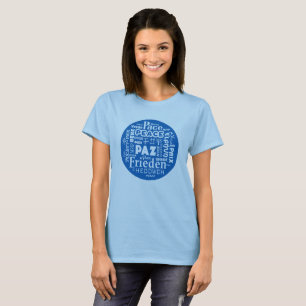 Camiseta Blue Multi Language Peace diseño.