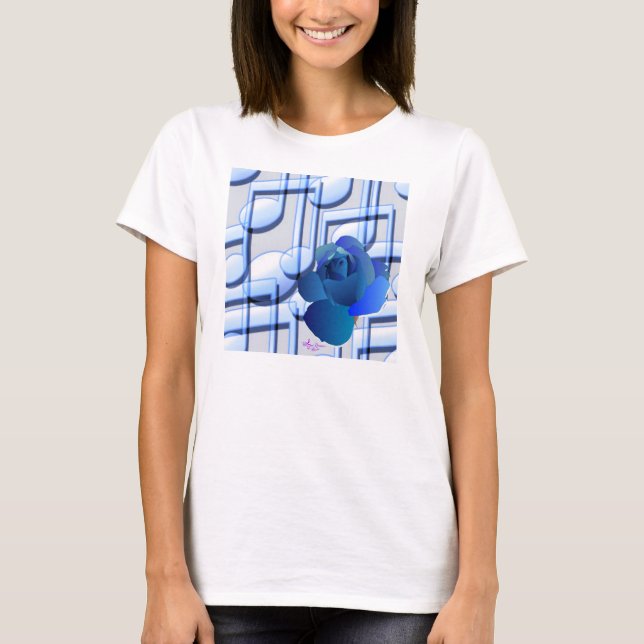 Camiseta Blue Music Notes y Blue Rosa Fllowy Long Sleeves (Anverso)