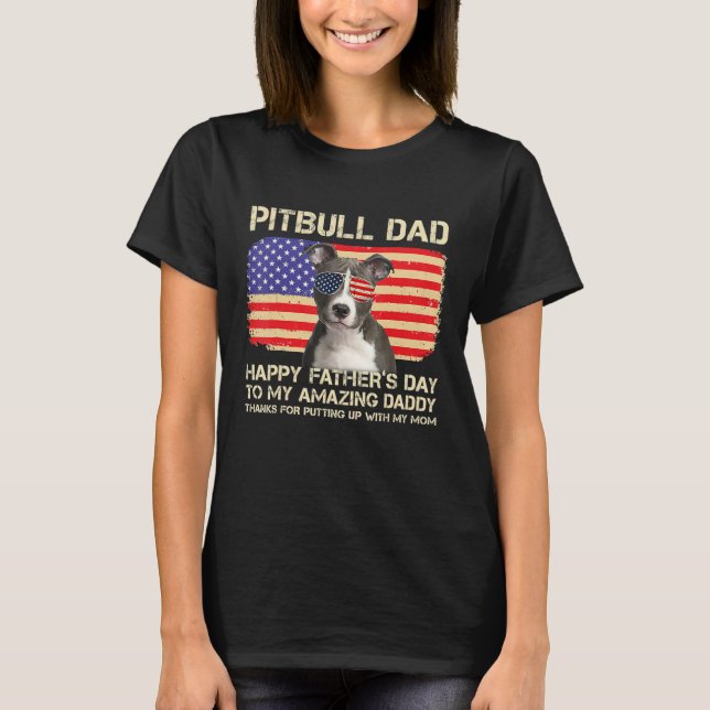 Camiseta Blue Nose Pitbull Dad Happy Fathers Day To My Amaz (Anverso)