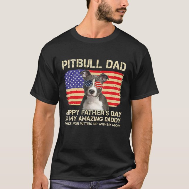 Camiseta Blue Nose Pitbull Dad Happy Fathers Day To My Amaz (Anverso)