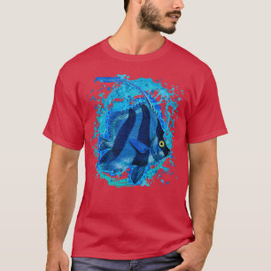 Camiseta Blue Ocean Angelfish Pescado Acuático Splash