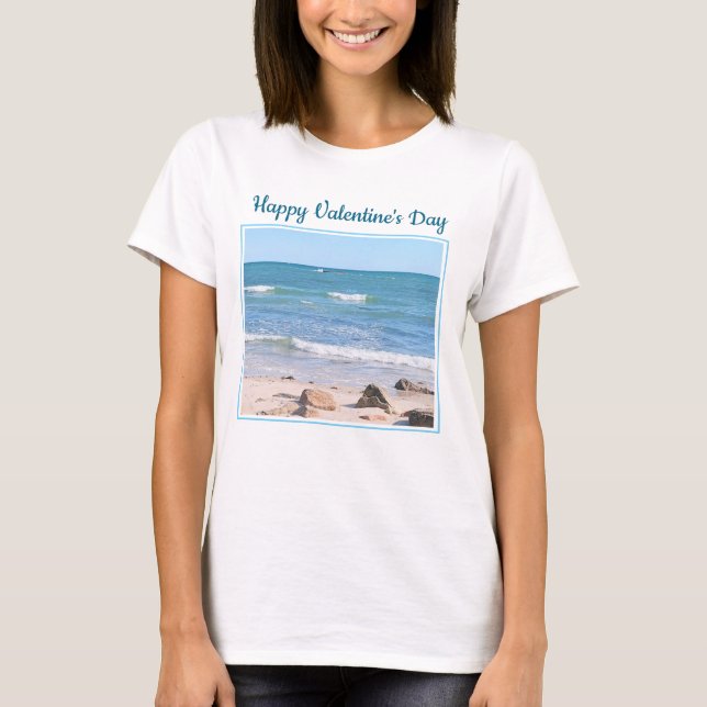 Camiseta Blue Ocean Shore Día de San Valentín Beach One Pho (Anverso)