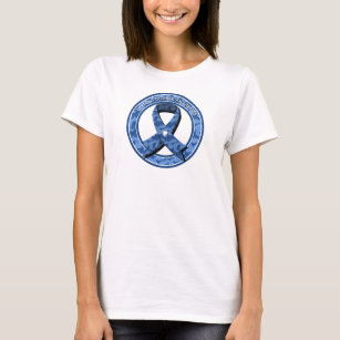 Camiseta Blue Paisley Awareness Blue Ribbon Corazón Blanco