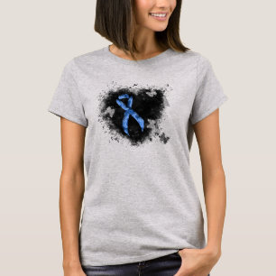 Camiseta Blue Paisley Ribbon Grunge Heart