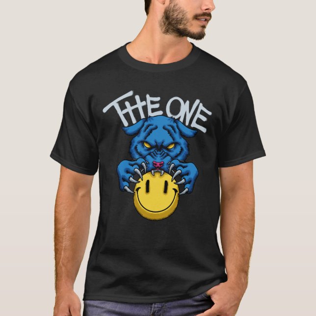 Camiseta Blue Panther with Smiley streetwear  (Anverso)