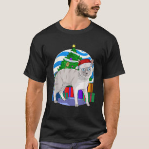 Camiseta Blue Point Siamese Cat Cuate Santa Christmas Tree 
