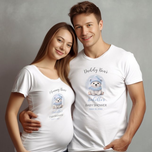 Camiseta Blue Polar Bear Winter Boy Padres Baby Shower (Blue Polar Bear Winter Boy Baby Shower Parents T-Shirt)