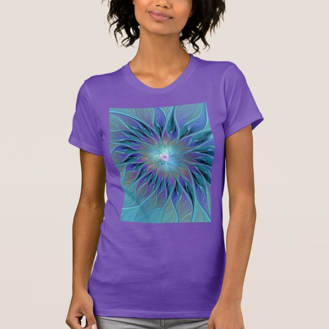 Camiseta Blue Purple Flower Dream Resumen arte fractal (Anverso)