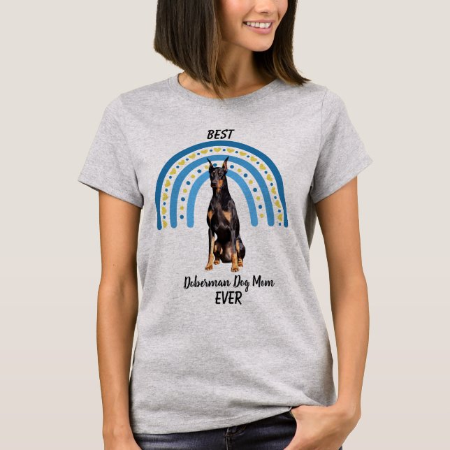 Camiseta Blue Rainbow Best Doberman Dog Mom (Anverso)