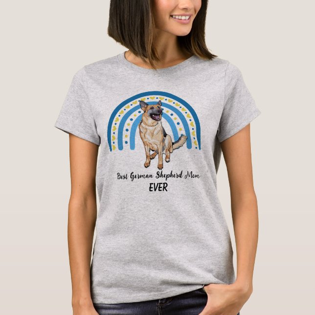 Camiseta Blue Rainbow Best German Shepherd Dog Mom (Anverso)