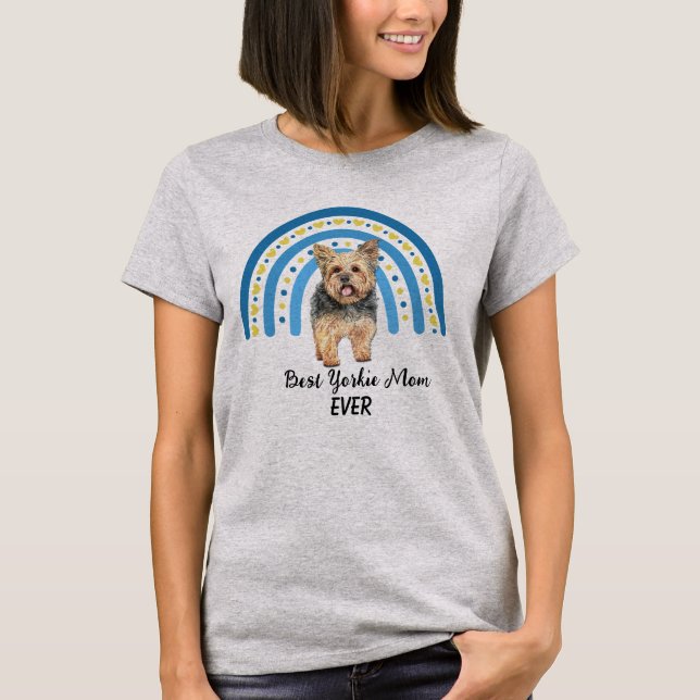 Camiseta Blue Rainbow Best Yorkie Mom (Anverso)
