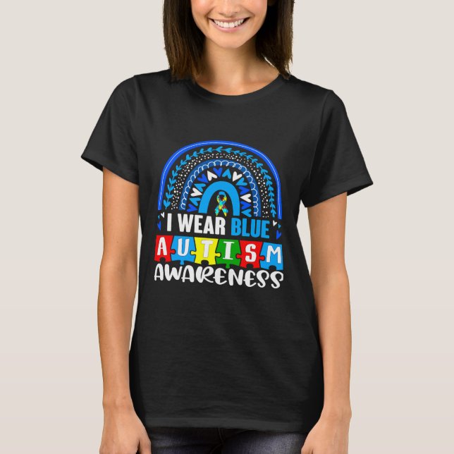 Camiseta Blue Rainbow Color Autism Awareness Mes (Anverso)
