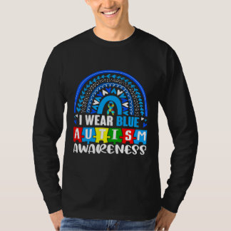 Camiseta Blue Rainbow Color Autism Awareness Mes