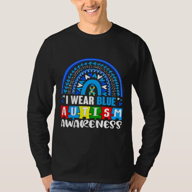 Camiseta Blue Rainbow Color Autism Awareness Mes (Anverso)