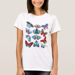 Camiseta Blue Red Moth y Butterfly T-Shirt