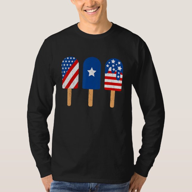 Camiseta Blue Red White Ice Cream American Flag Funny 4th O (Anverso)