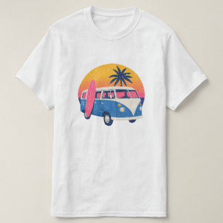 Camiseta Blue Retro Van and Pink Sunset