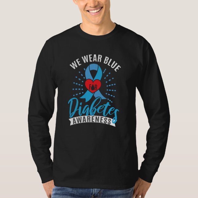 Camiseta Blue Ribbon Diabetes Warrior Support Diabetes Awar (Anverso)