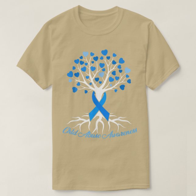 Camiseta Blue Ribbon Tree Heart Child Abuse Prevention Mont (Diseño del anverso)